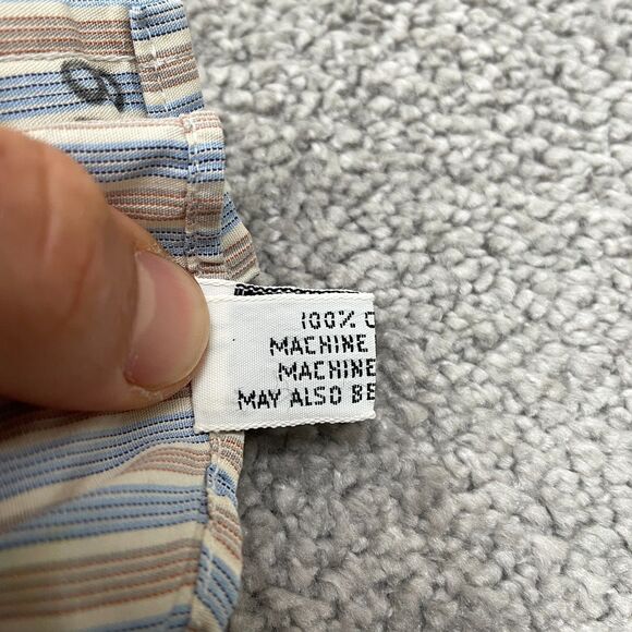 Oleg Cassini For Boonshaft Vintage Dress Shirt Mens 16 33 Brown Blue Striped USA - Picture 8 of 14